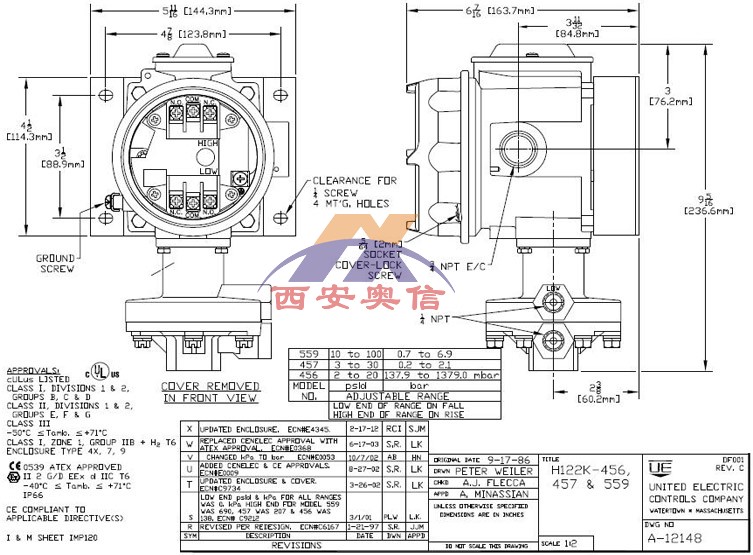 H122K-456美国UE防爆差压开关双点控制器