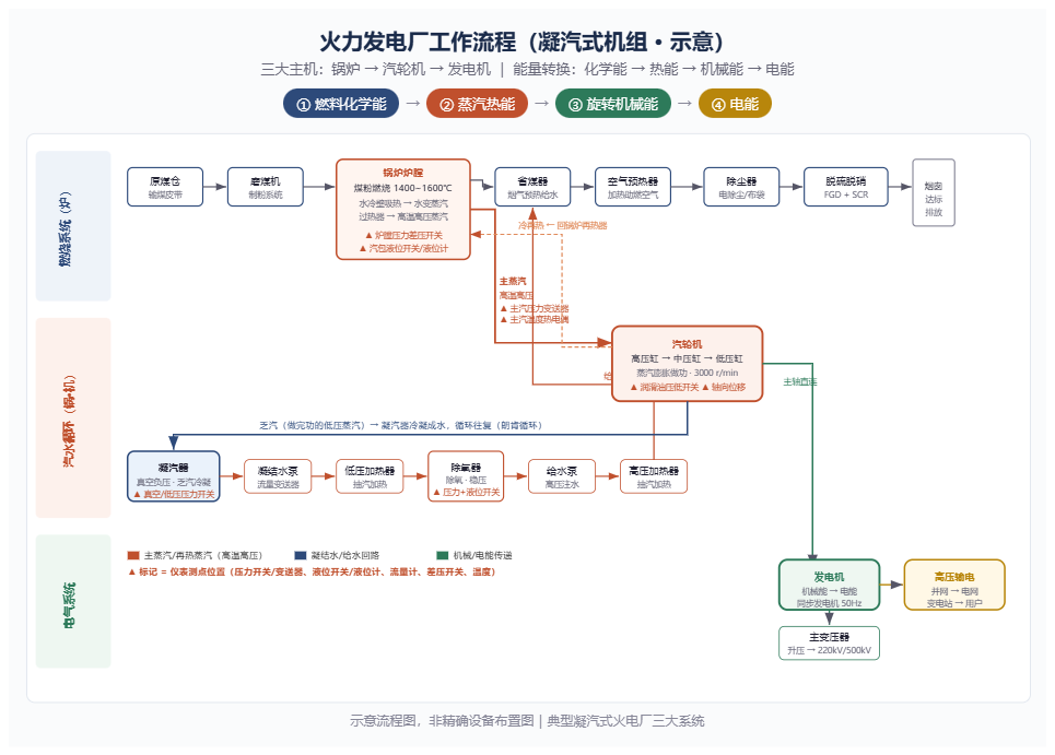 火电厂简易工作流程凝汽式机组 西安奥信
